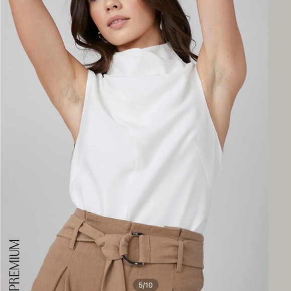 NWT Motf structured sleeveless cowl neck white tank - zip back - Picture 5 of 10